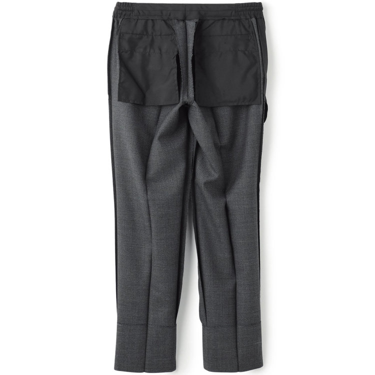 ブラックライン 【SLIM TAPERED_2】【秋冬】2釦シングルスーツ 0タック/グレー×バーズアイ/ウエストシャーリング/4S SUSTAINABILITY&ECOLOGY FABRIC/※パンツ裾上げ済仕様 グレー中間