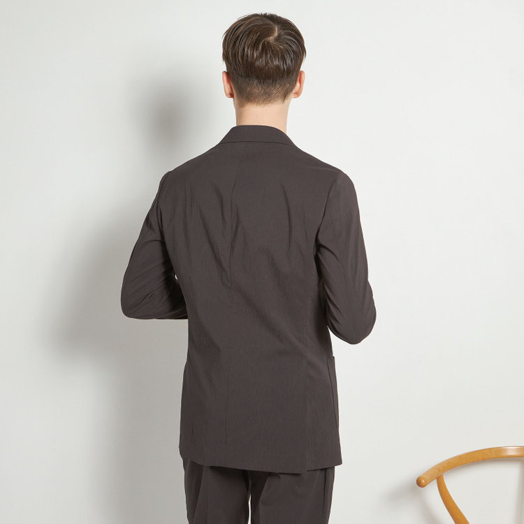 シルバーライン 【5DAYS CLOSET】【RBC】【春夏】2釦シングルジャケット/ブラウン×楊柳/パッチポケット/4S SUSTAINABILITY&ECOLOGY FABRIC 茶中間