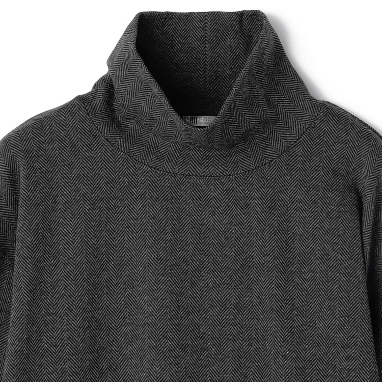 スーツセレクト 【発送在庫あり】【RBC】【秋冬】オフタートルネックニット/グレー×ヘリンボーン グレー中間