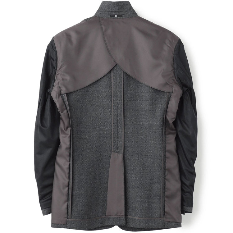 ブラックライン 【SLIM TAPERED_2】【秋冬】2釦シングルスーツ 0タック/グレー×バーズアイ/ウエストシャーリング/4S SUSTAINABILITY&ECOLOGY FABRIC/※パンツ裾上げ済仕様 グレー中間