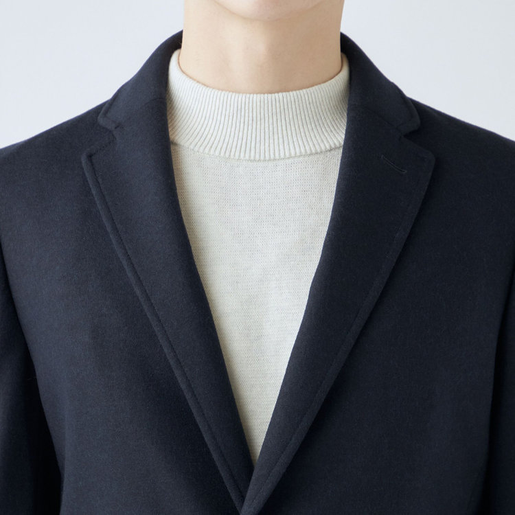 ブラックライン 【発送在庫あり】【SKINNY】ウールブレンドニットチェスターコート/ネイビー/4S 紺中間