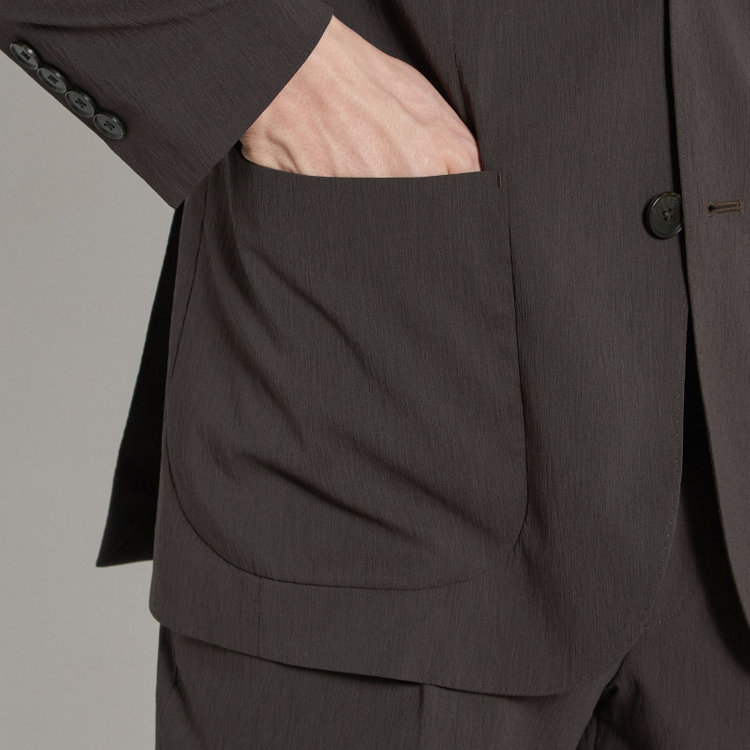シルバーライン 【5DAYS CLOSET】【RBC】【春夏】2釦シングルジャケット/ブラウン×楊柳/パッチポケット/4S SUSTAINABILITY&ECOLOGY FABRIC 茶中間