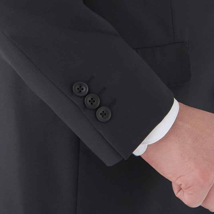 ブラックライン 【SLIM TAPERED_2】【年間】スペアパンツ付き/2釦シングルスーツ 0タック/ブラック×ソリッド/THE RECRUIT STYLE/SHOWER CLEAN/※裾上げ必要 黒