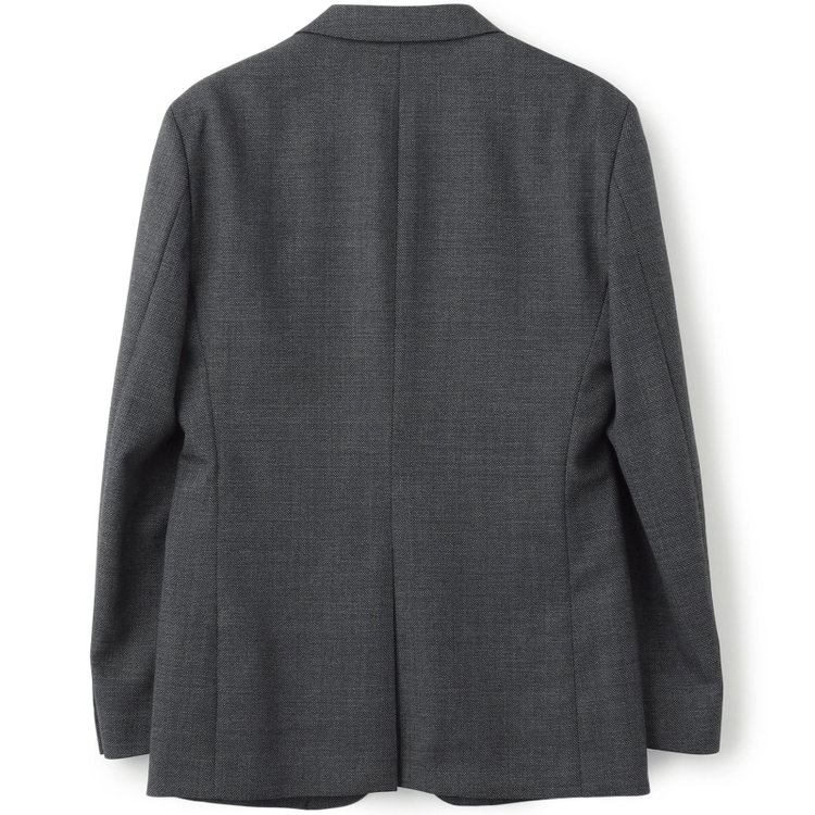 ブラックライン 【SLIM TAPERED_2】【秋冬】2釦シングルスーツ 0タック/グレー×バーズアイ/ウエストシャーリング/4S SUSTAINABILITY&ECOLOGY FABRIC/※パンツ裾上げ済仕様 グレー中間