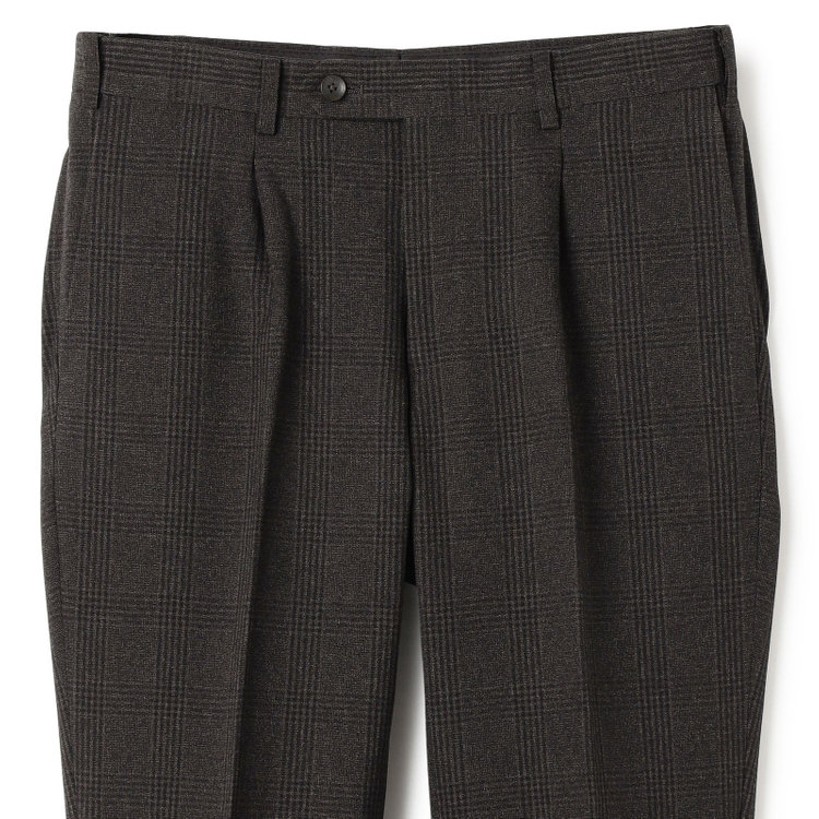 シルバーライン 【CLASSICO TAPERED】【秋冬】2釦シングルスリーピーススーツ 1タックテーパードパンツ/ブラウン×チェック/ウエストムーブ/4S SUSTAINABILITY&ECOLOGY FABRIC/※パンツ裾上げ済仕様 茶中間