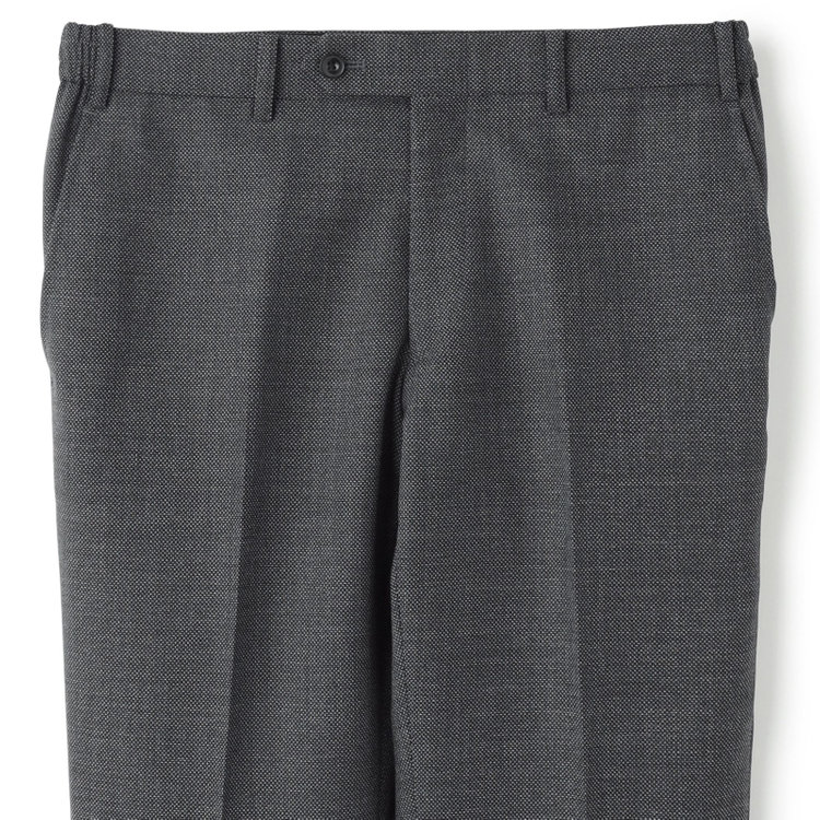 ブラックライン 【SLIM TAPERED_2】【秋冬】2釦シングルスーツ 0タック/グレー×バーズアイ/ウエストシャーリング/4S SUSTAINABILITY&ECOLOGY FABRIC/※パンツ裾上げ済仕様 グレー中間