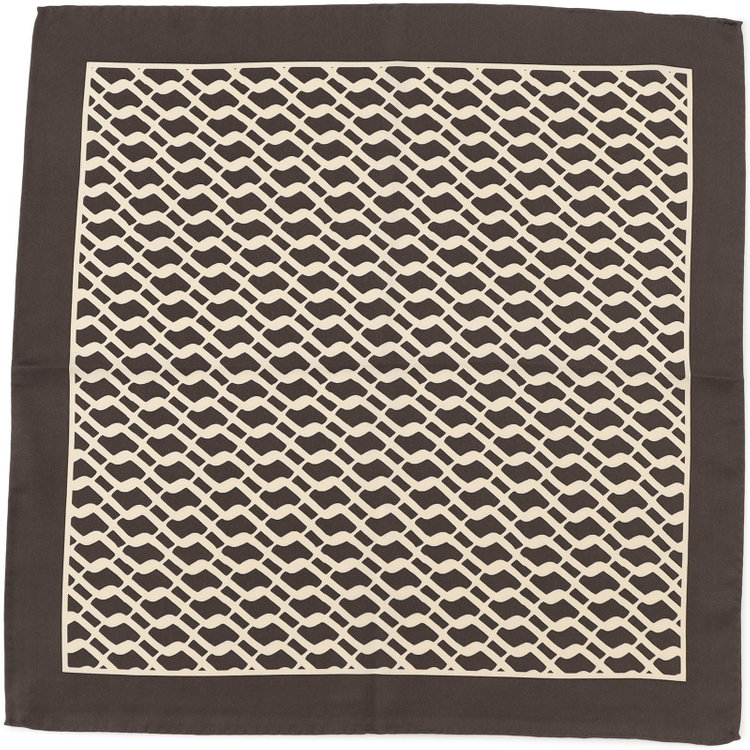 シルバーライン シルクポケットチーフ/ブラウン×ベージュウエーブ 茶中間