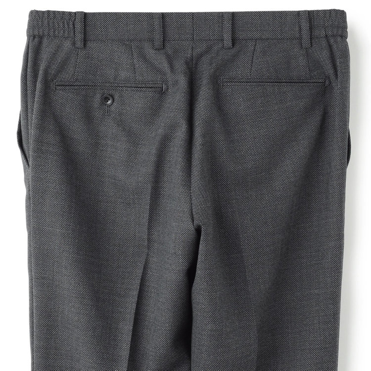 ブラックライン 【SLIM TAPERED_2】【秋冬】2釦シングルスーツ 0タック/グレー×バーズアイ/ウエストシャーリング/4S SUSTAINABILITY&ECOLOGY FABRIC/※パンツ裾上げ済仕様 グレー中間
