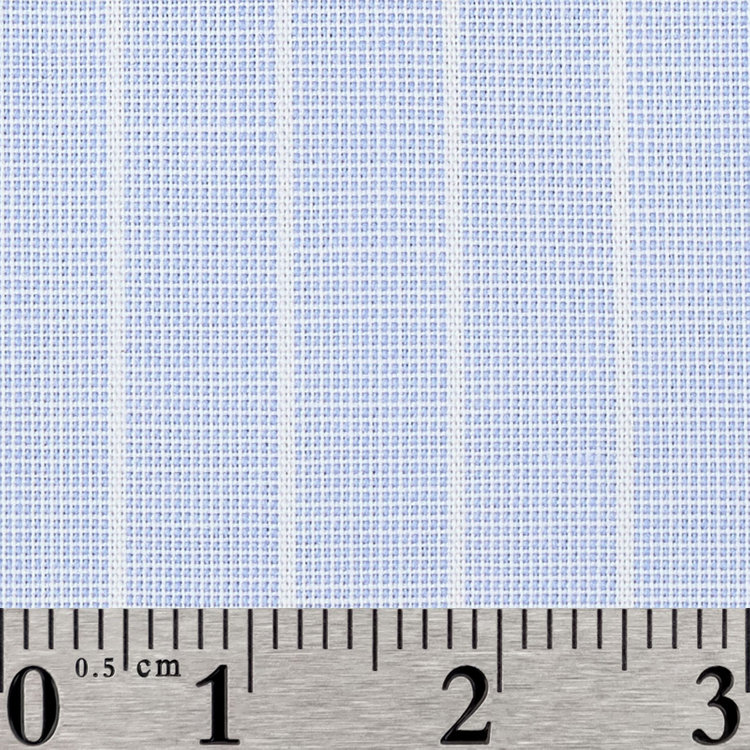 スーツセレクト 【国内縫製】【パターンオーダー】【形態安定】ワイシャツ/ブルー×ホワイトストライプ(POLYESTER50%/RAYON50%) ブルー系(青)