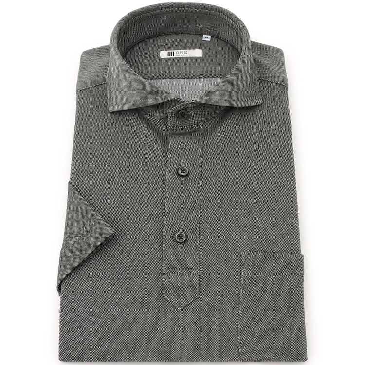 SUIT SELECT　アウトレット 【WEB限定/OUTLET/汚れ・キズ等有】【RBC/五分袖】カッタウェイビズポロシャツ プルオーバータイプ/カーキ/4S コットンブレンド 黄淡色