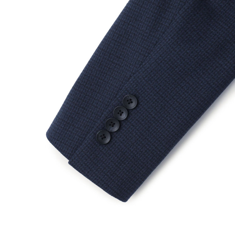 シルバーライン 【CLASSICO TAPERED】【秋冬】2釦ジャケット/ネイビー×ハウンドトゥース/パッチポケット/4S SUSTAINABILITY&ECOLOGY FABRIC 紺濃色