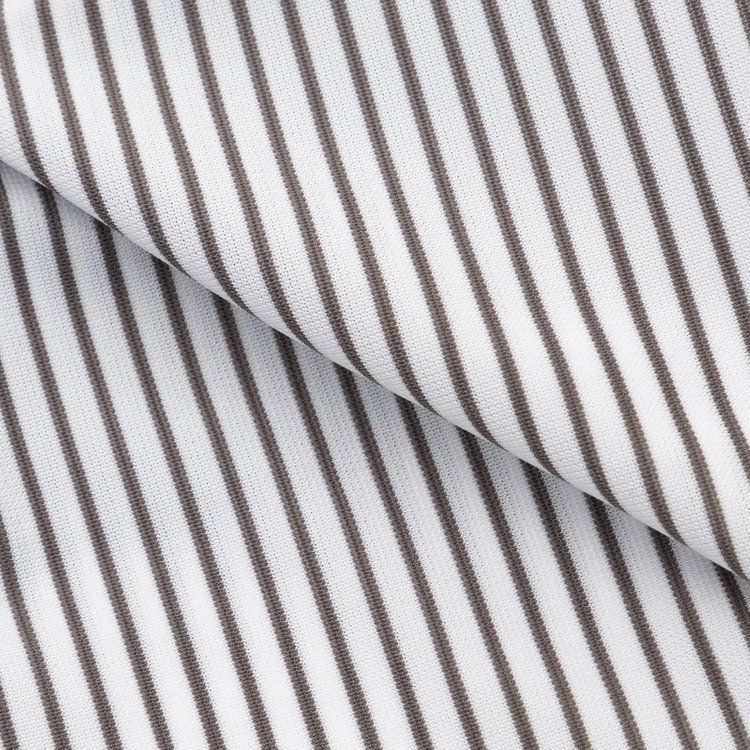 ブラックライン 【BLACK LINE】ボタンダウンワイシャツ/ホワイト×ブラウンストライプ/「4S」スーパーノンアイロン・ストレッチ 茶中間