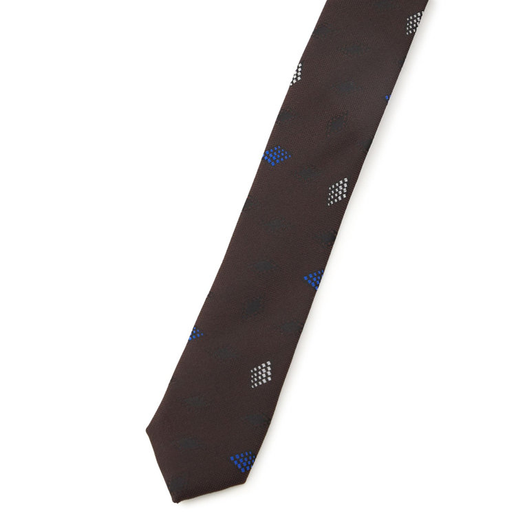 ブラックライン 【BLACK LINE】シルクブレンド小紋ネクタイ 7.5cm幅/ブラウン その他
