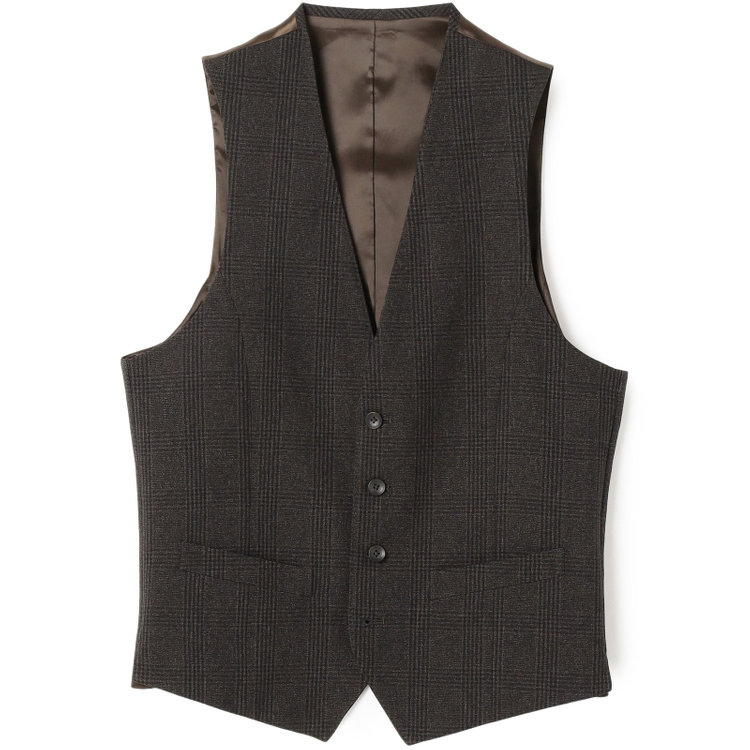 シルバーライン 【CLASSICO TAPERED】【秋冬】2釦シングルスリーピーススーツ 1タックテーパードパンツ/ブラウン×チェック/ウエストムーブ/4S SUSTAINABILITY&ECOLOGY FABRIC/※パンツ裾上げ済仕様 茶中間