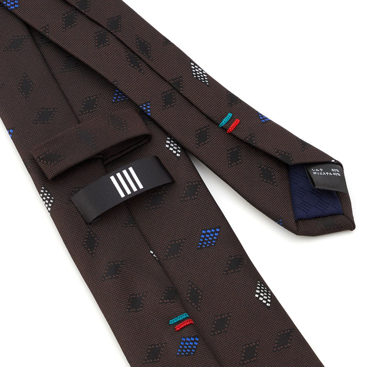 ブラックライン 【BLACK LINE】シルクブレンド小紋ネクタイ 7.5cm幅/ブラウン その他