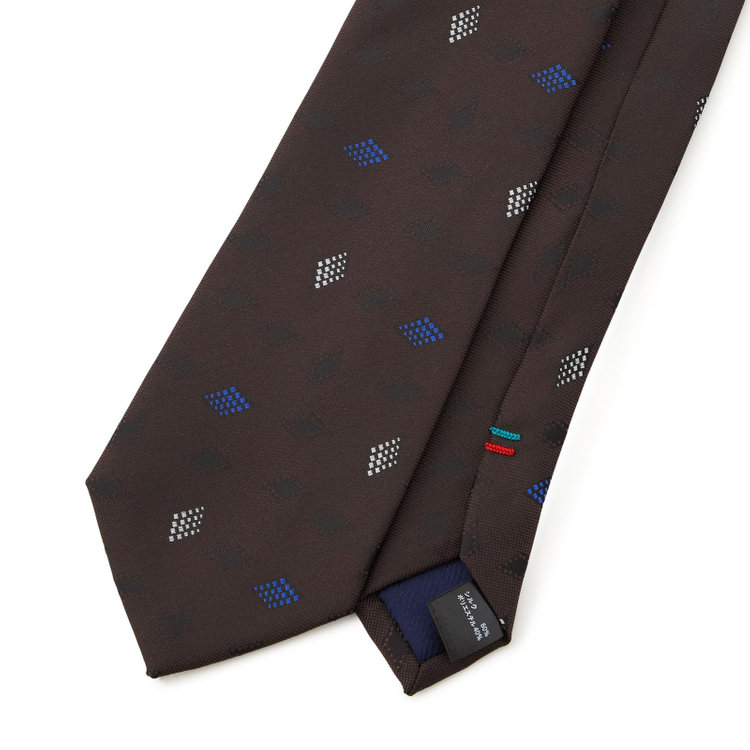ブラックライン 【BLACK LINE】シルクブレンド小紋ネクタイ 7.5cm幅/ブラウン その他
