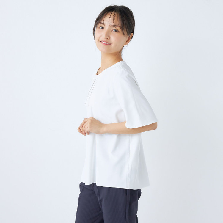 SUIT SELECT　アウトレット 【WEB限定/OUTLET/汚れ・キズ等有】【SILVER LINE/5分袖】2WAYチェーンビジュー付きプルオーバー/ホワイト 白