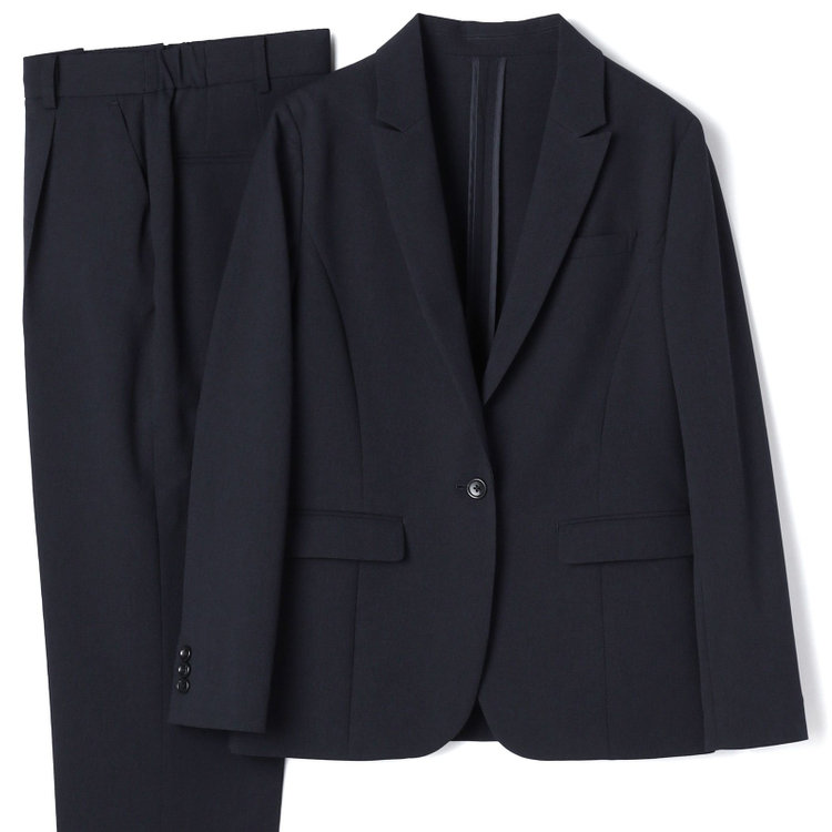 【RELAX TAPERED】【春夏】1釦テーパードパンツスーツ/ネイビー/ウエストシャーリング/ウォッシャブル/4S SUSTAINABILITY&ECOLOGY FABRIC/※パンツ裾上げ済仕様