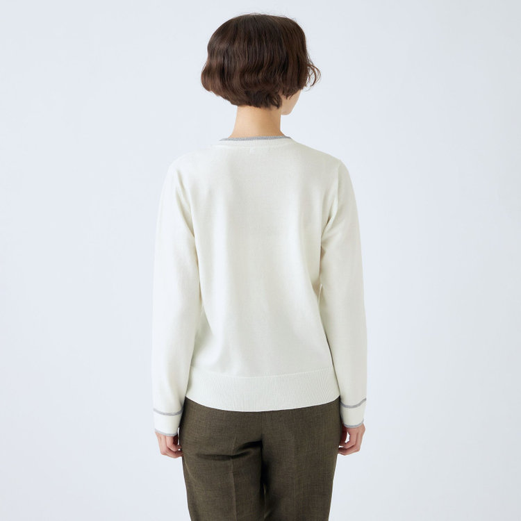 シルバーライン 【SL】【秋冬】 ラウンドネック ニットセーター/ホワイト/マシンウォッシャブル 白