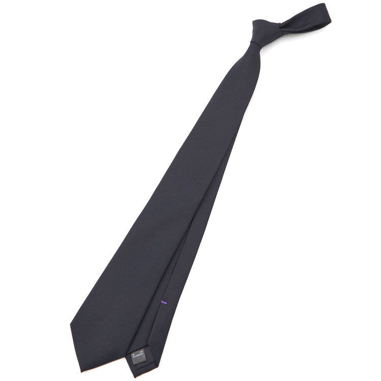 【BLACK LINE】シルクブレンドソリッドネクタイ 7.5cm幅/ネイビー