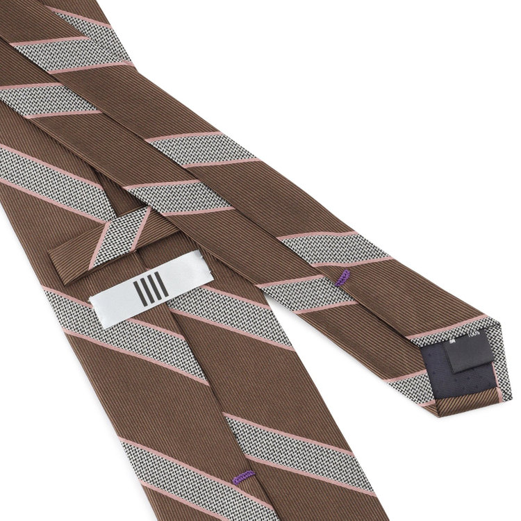 シルバーライン 【SILVER LINE】シルクストライプネクタイ 8.0cm幅/ブラウン×グレー＋ピンク その他