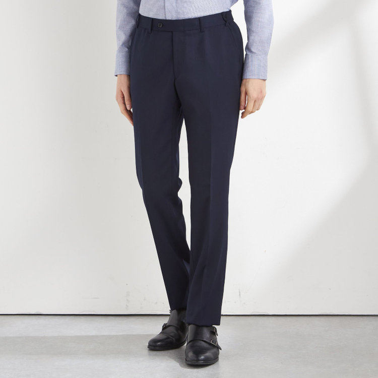 ブラックライン 【KSW】【年間】2釦シングルスーツ 0タック/ネイビー/ウエストシャーリング/ウォッシャブル/MOVING STRETCH/※裾上げ必要 紺中間