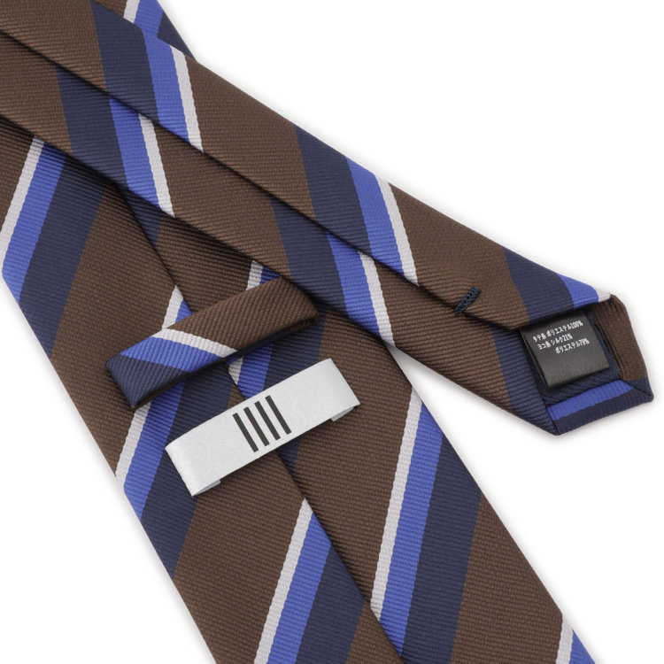 シルバーライン 【SILVER LINE】ポリエステルシルクストライプネクタイ 8.０cm幅/ブラウン その他