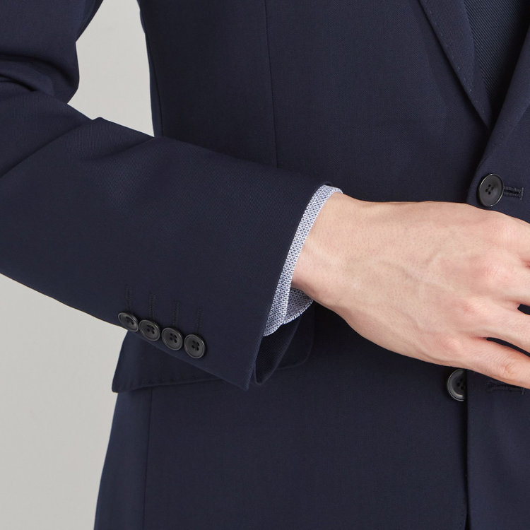 ブラックライン 【KSW】【年間】2釦シングルスーツ 0タック/ネイビー/ウエストシャーリング/ウォッシャブル/MOVING STRETCH/※裾上げ必要 紺中間