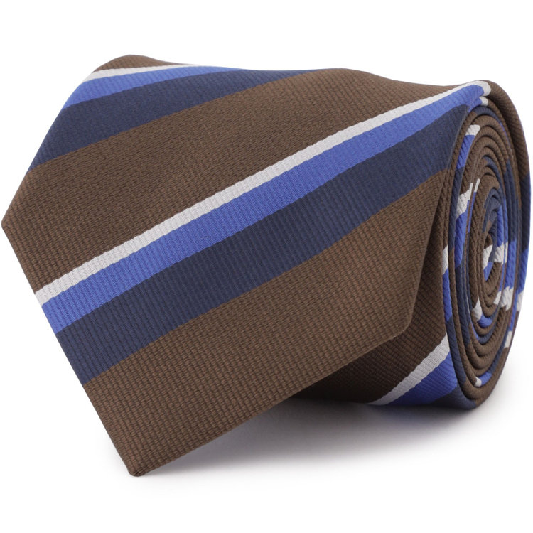 シルバーライン 【SILVER LINE】ポリエステルシルクストライプネクタイ 8.０cm幅/ブラウン その他