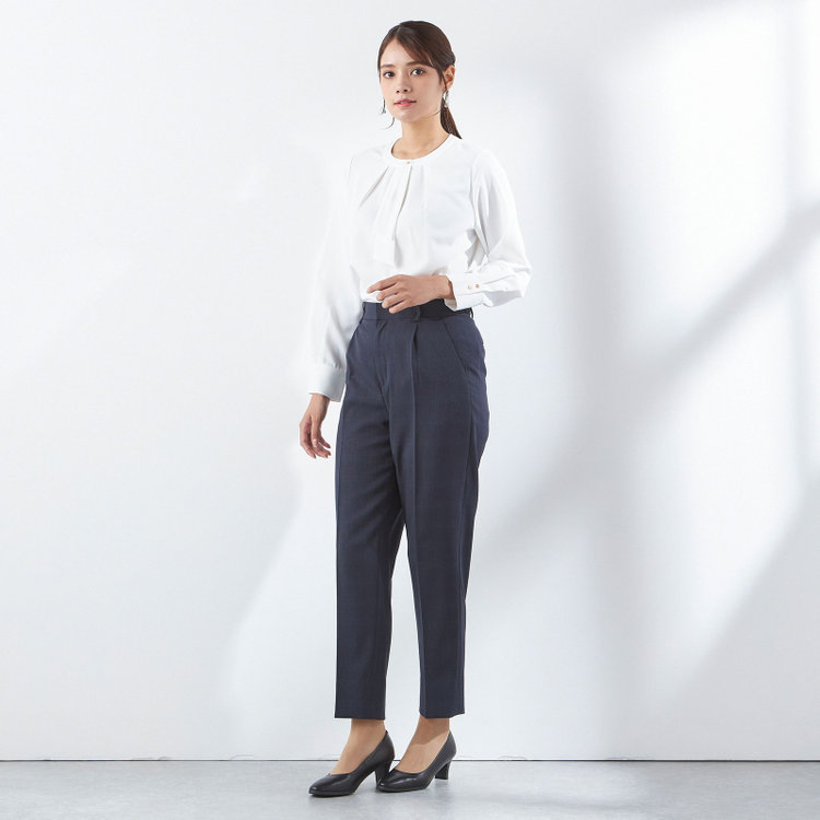 シルバーライン 【SL/長袖】ボウタイライクプルオーバー/ホワイト/「ウォッシャブル」「ストレッチ」「防シワ」「UV加工」「静電気防止」 白