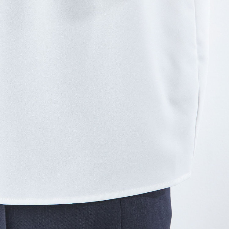 シルバーライン 【SL/長袖】ボウタイライクプルオーバー/ホワイト/「ウォッシャブル」「ストレッチ」「防シワ」「UV加工」「静電気防止」 白