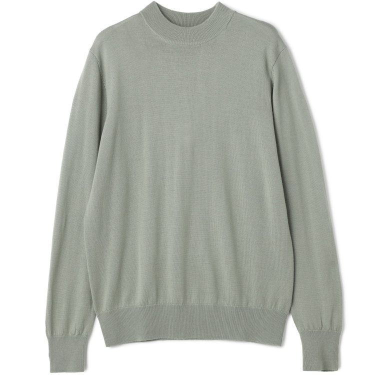 スーツセレクト 【発送在庫あり】【RBC】【秋冬】ウールモックネックニットセーター/ライトグリーン/ZEGNA BARUFFA/マシンウォッシャブル 緑淡色