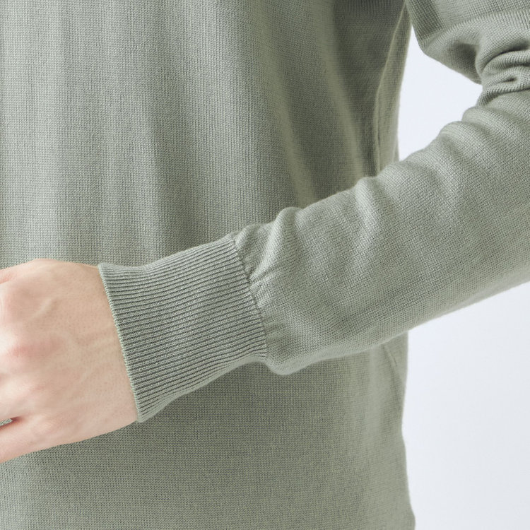 スーツセレクト 【発送在庫あり】【RBC】【秋冬】ウールモックネックニットセーター/ライトグリーン/ZEGNA BARUFFA/マシンウォッシャブル 緑淡色