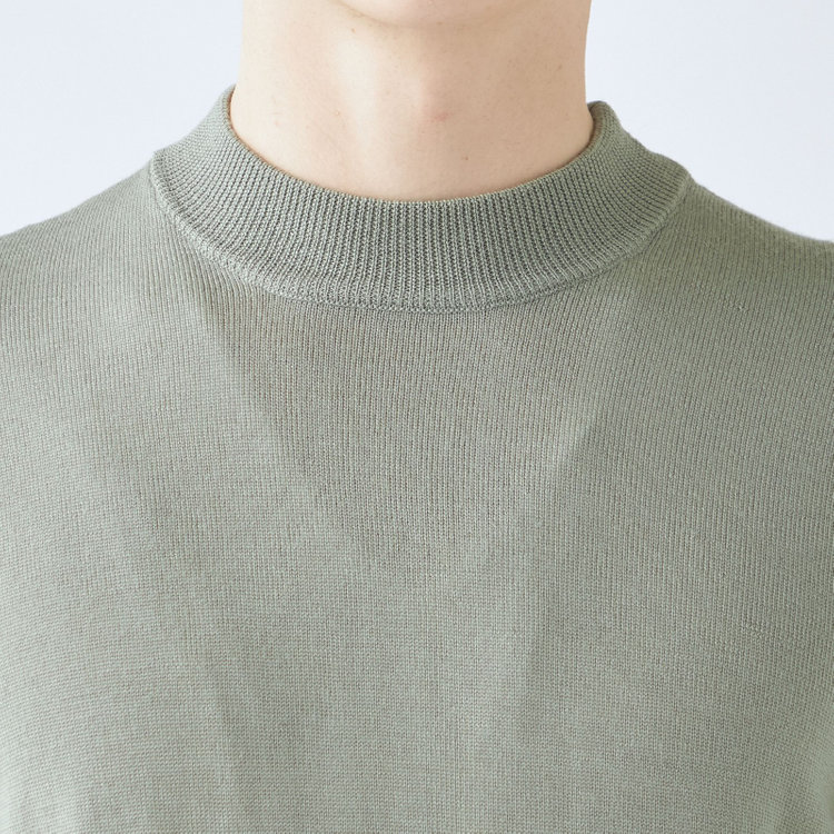 スーツセレクト 【発送在庫あり】【RBC】【秋冬】ウールモックネックニットセーター/ライトグリーン/ZEGNA BARUFFA/マシンウォッシャブル 緑淡色