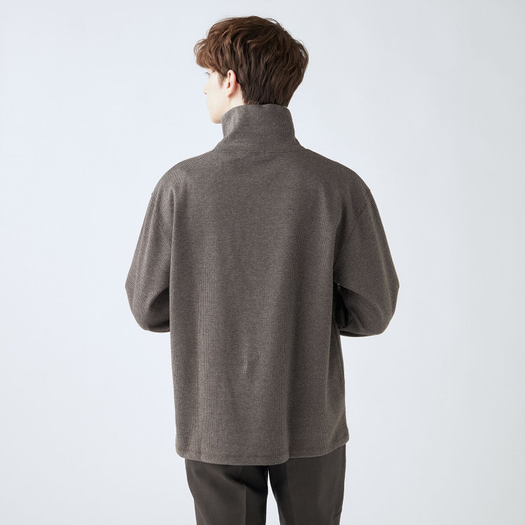 スーツセレクト 【RBC】【秋冬】オフタートルネックニット/ブラウン&グレー×ハウンドトゥース 茶中間