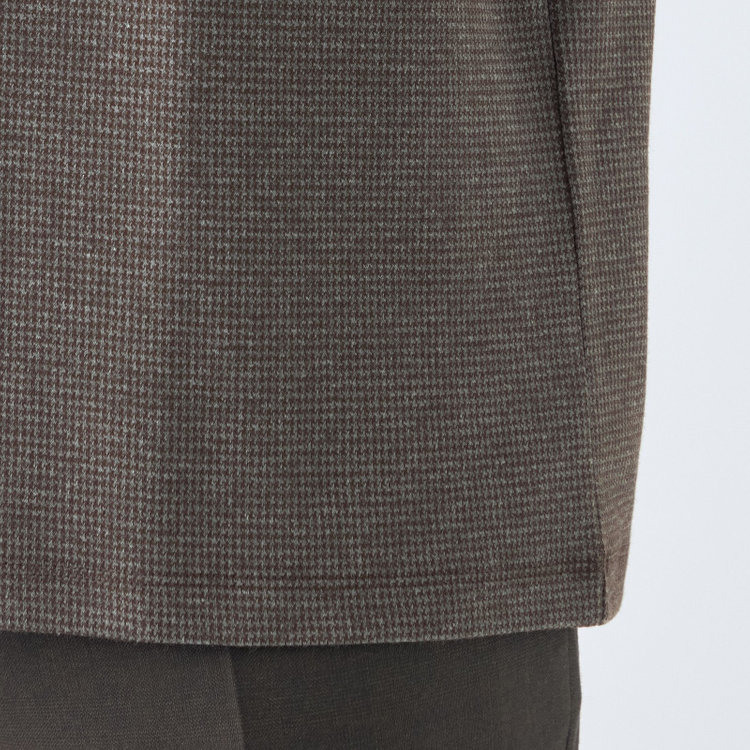 スーツセレクト 【RBC】【秋冬】オフタートルネックニット/ブラウン&グレー×ハウンドトゥース 茶中間