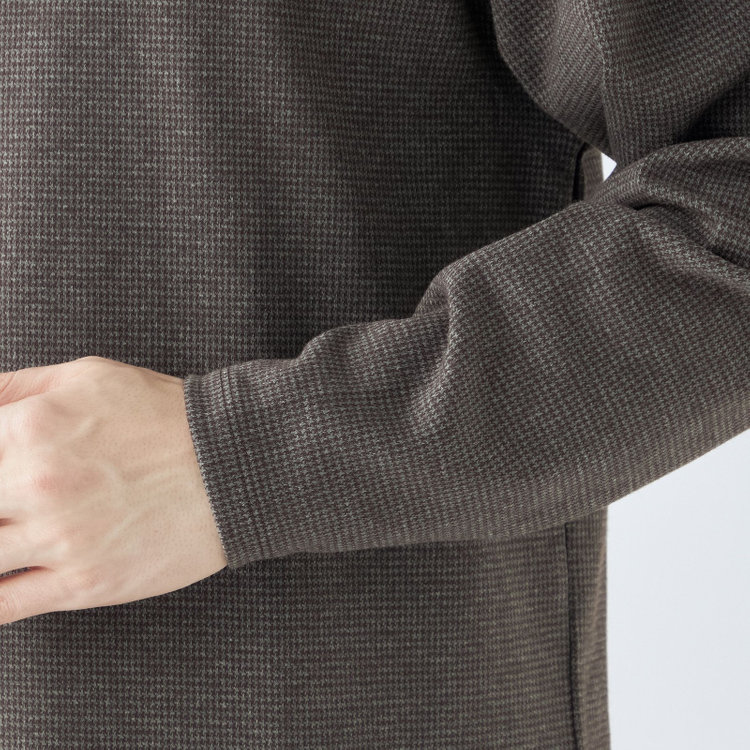 スーツセレクト 【RBC】【秋冬】オフタートルネックニット/ブラウン&グレー×ハウンドトゥース 茶中間