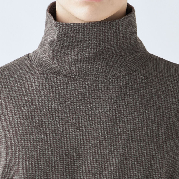 スーツセレクト 【RBC】【秋冬】オフタートルネックニット/ブラウン&グレー×ハウンドトゥース 茶中間