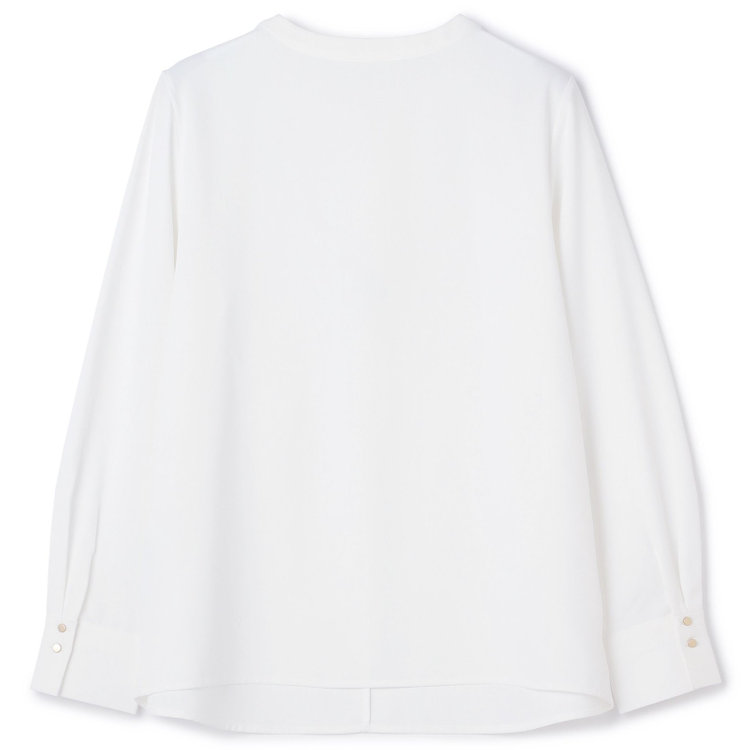 シルバーライン 【SL/長袖】ボウタイライクプルオーバー/ホワイト/「ウォッシャブル」「ストレッチ」「防シワ」「UV加工」「静電気防止」 白