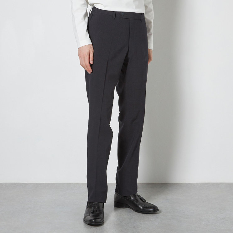 ブラックライン 【SLIM TAPERED】【春夏】0タックテーパードパンツ/ブラック×ウィンドペン/ウエストシャーリング/4S SUSTAINABILITY&ECOLOGY FABRIC「ウォッシャブル」「ストレッチ」/※裾上げ済仕様 黒