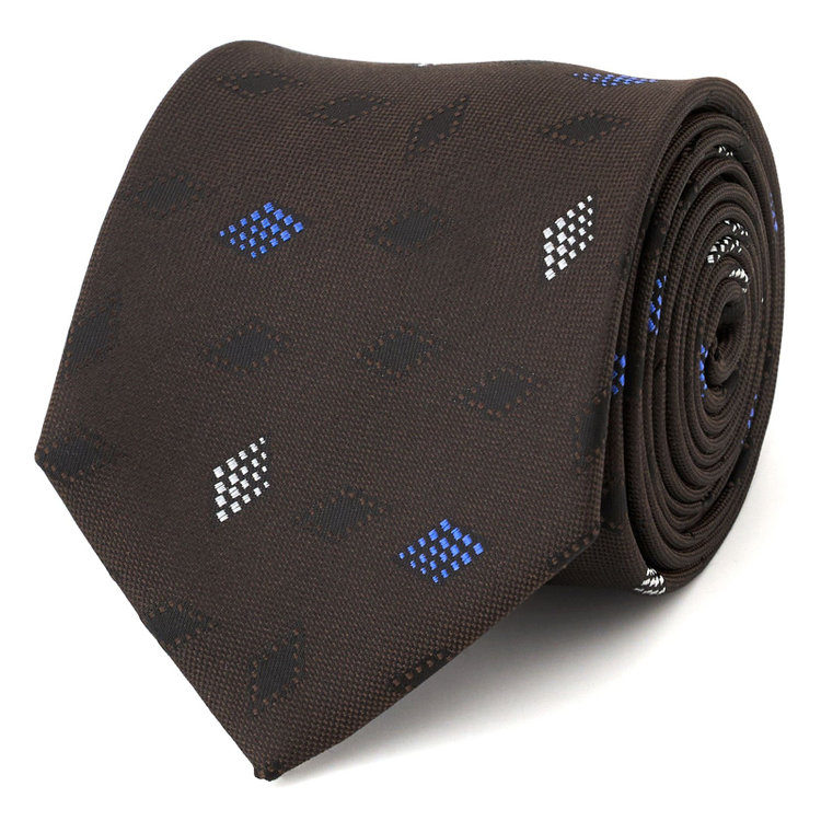 ブラックライン 【BLACK LINE】シルクブレンド小紋ネクタイ 7.5cm幅/ブラウン その他