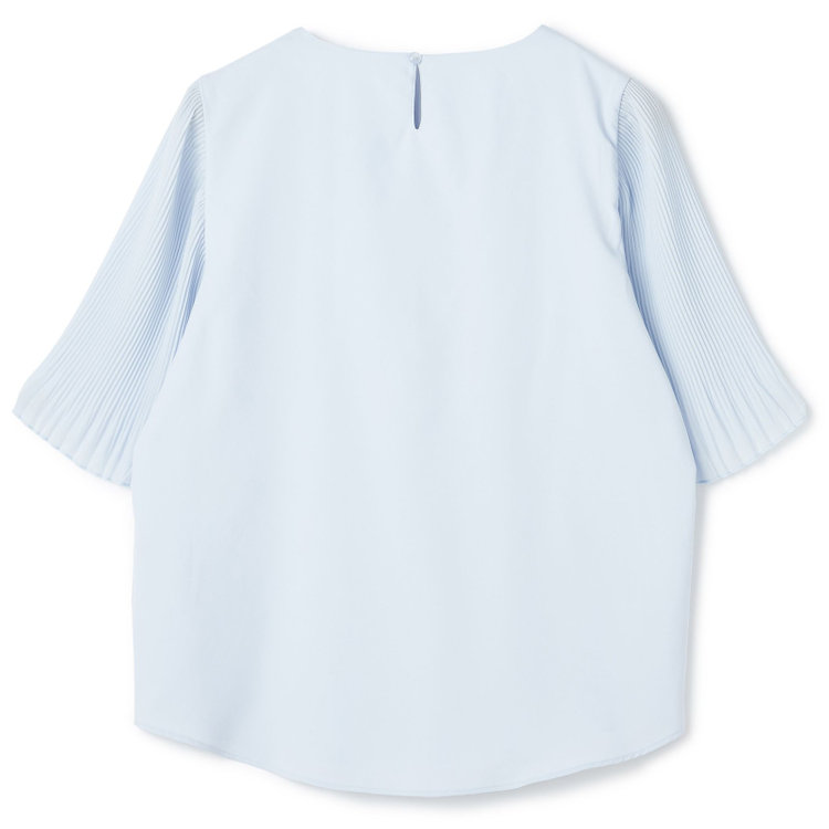 シルバーライン 【SILVER LINE/5分袖】プリーツフレアスリーブプルオーバー/ブルー 青淡色