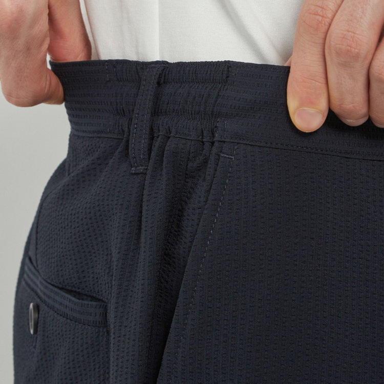 ソノタ 【発送在庫あり】【BLACK LINE】【春夏】0タックテーパードパンツ/ネイビー/ドローコード/ウエストシャーリング/※裾上げ済仕様 紺中間