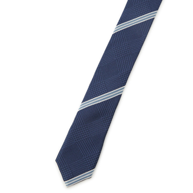 ブラックライン 【BLACK LINE】シルクブレンドストライプネクタイ 7.5cm幅/ネイビー その他