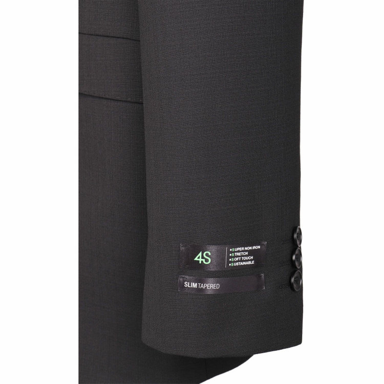 スーツセレクト 【SLIM TAPERED_2】【春夏】2釦シングルスーツ 0タック/ブラック×シャドー/ウエストシャーリング/4S SUSTAINABILITY&ECOLOGY FABRIC/※パンツ裾上げ済仕様 ブラック系(黒)