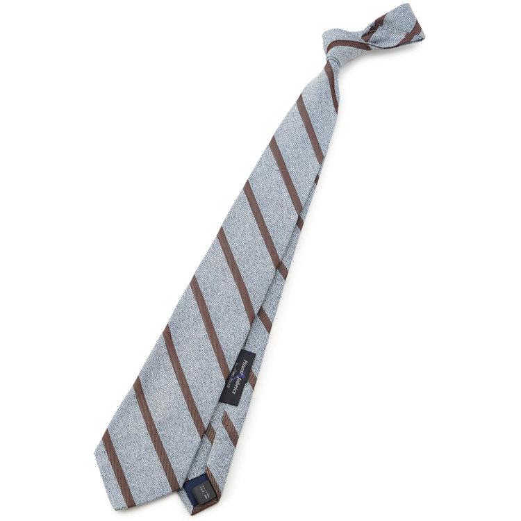シルバーライン 【SILVER LINE】コットンシルクストライプネクタイ 8.5cm幅/グレーグリーン×ブラウン/Finest fabrics by COMO ITALY その他