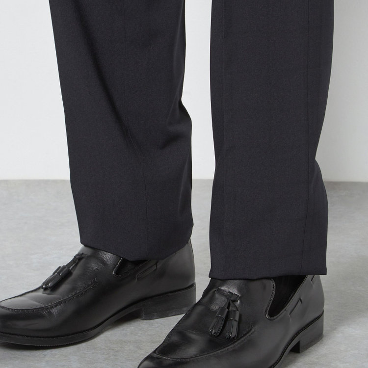 ブラックライン 【SLIM TAPERED】【春夏】0タックテーパードパンツ/ブラック×ウィンドペン/ウエストシャーリング/4S SUSTAINABILITY&ECOLOGY FABRIC「ウォッシャブル」「ストレッチ」/※裾上げ済仕様 黒