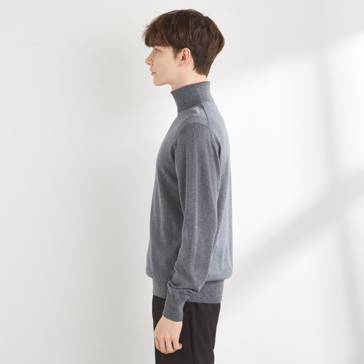 スーツセレクト 【RBC】【秋冬】ウールタートルネックニットセーター/グレー/ZEGNA BARUFFA/マシンウォッシャブル グレー中間