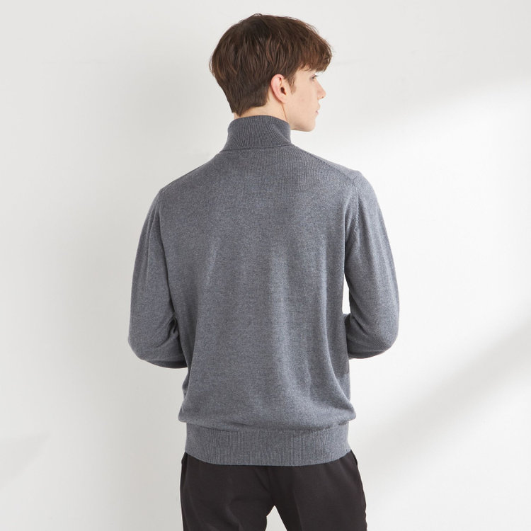 スーツセレクト 【RBC】【秋冬】ウールタートルネックニットセーター/グレー/ZEGNA BARUFFA/マシンウォッシャブル グレー中間