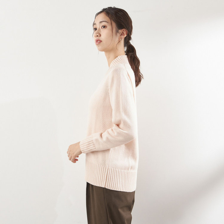 シルバーライン 天竺Vネックニット/ピンク 赤淡色